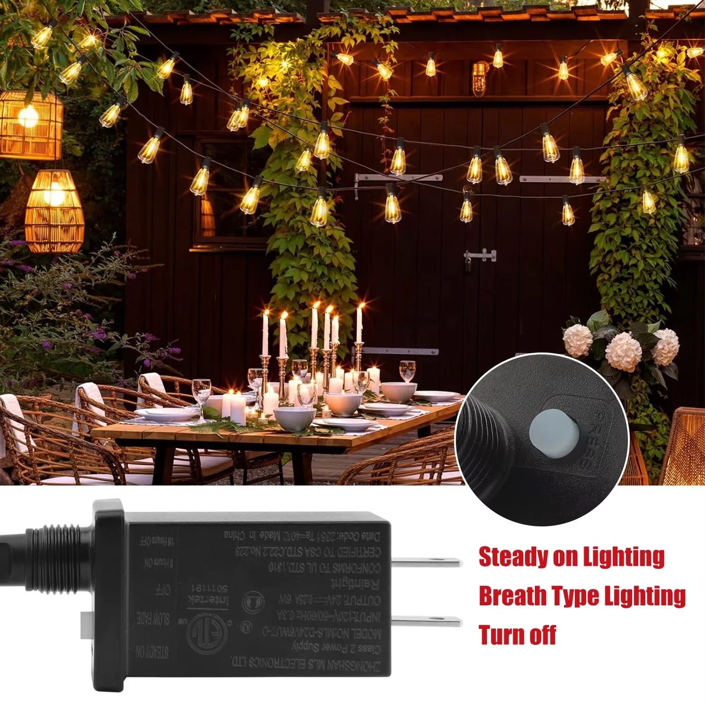 28ft Outdoor String Light 1/2/3/4PCS ST38 Bulb LED Garland Fairy Lamp US Plug Patio Light for Garden Wedding Party Balcony Decor