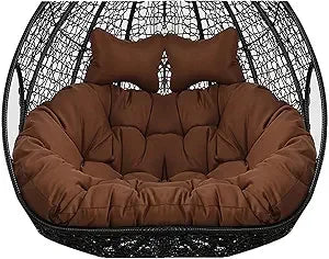 2 Persons Hammock Swing Chair Cushion, Double Egg Chair Pads Luxury Outdoor Patio Wicker Loveseat Hanging Swing Egg Chairs for