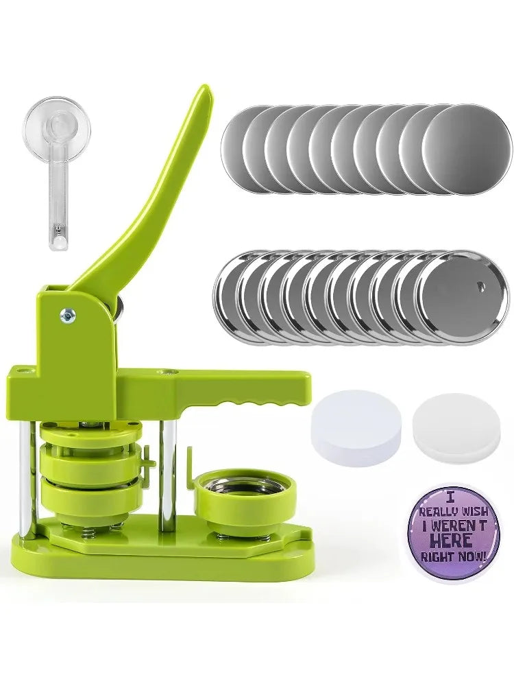 58mm Button Maker Machine DIY Badges Set Button Punch Press Maker Machine with 110 Pcs Button Parts+Circle Cutter