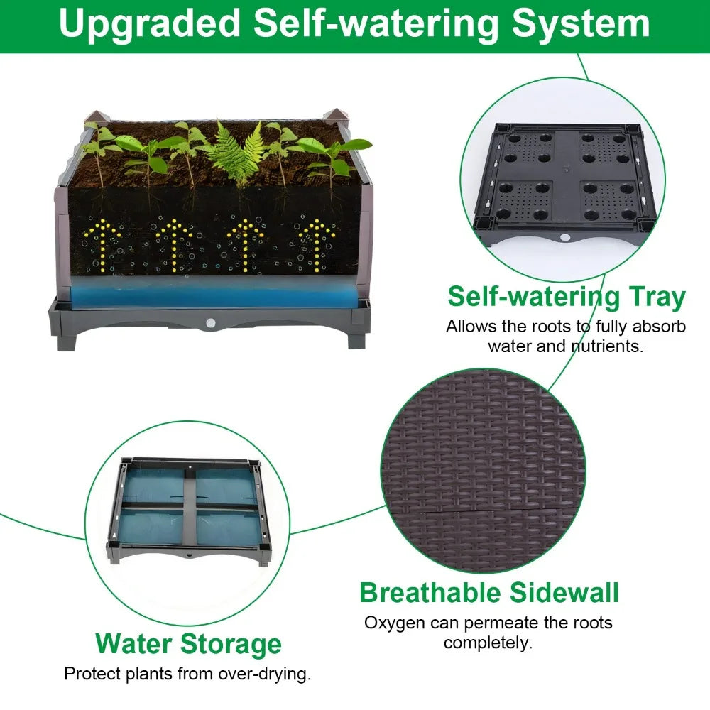 Raised Garden Bed Planter for Outdoor Plants Plastic Planters Box Elevated Garden Boxes Plant Pots