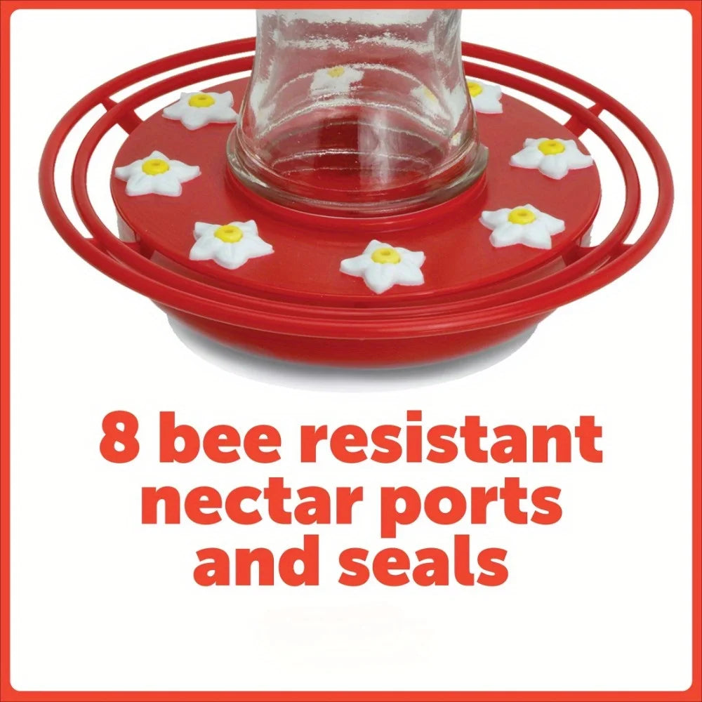 Red Glass Hummingbird Bird Feeder, 28 oz. Capacity, 2 Pack