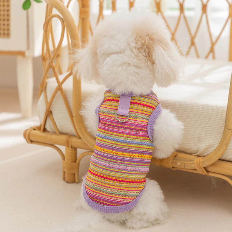 Multicolor Knit Mesh Vest For Dogs & Cats - Breathable Pet Clothing For Teddy, Bichon, And Small Breeds