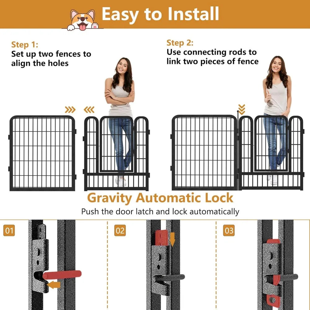 Dog Playpen Outdoor, 22 Panels Heavy Duty 32" H x 28" W Anti-Rust Dog Fence, Foldable Dog Fence Outdoor for Yard with 2 Gates fo