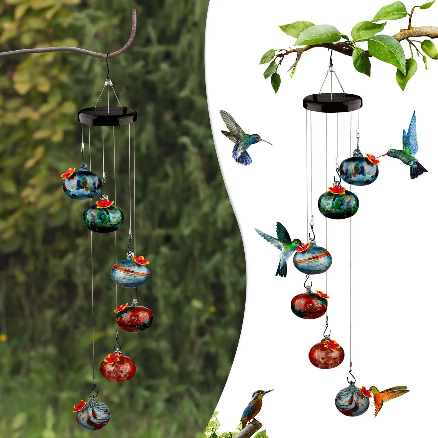 Colorful Hummingbird Feeder Wind Chimes - FBA Fast Shipping!