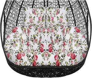 2 Persons Hammock Swing Chair Cushion, Double Egg Chair Pads Luxury Outdoor Patio Wicker Loveseat Hanging Swing Egg Chairs for