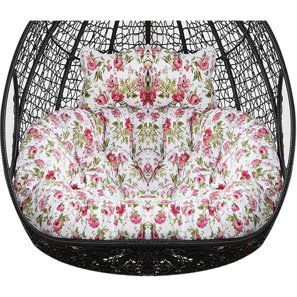 2 Persons Hammock Swing Chair Cushion, Double Egg Chair Pads Luxury Outdoor Patio Wicker Loveseat Hanging Swing Egg Chairs for