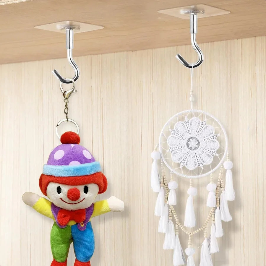 12 Pcs Adhesive Ceiling Hooks No Drilling Ceiling Hooks Outdoor Adhesive Hooks for Hanging Small Plants Wind Chimes Lanterns Ea