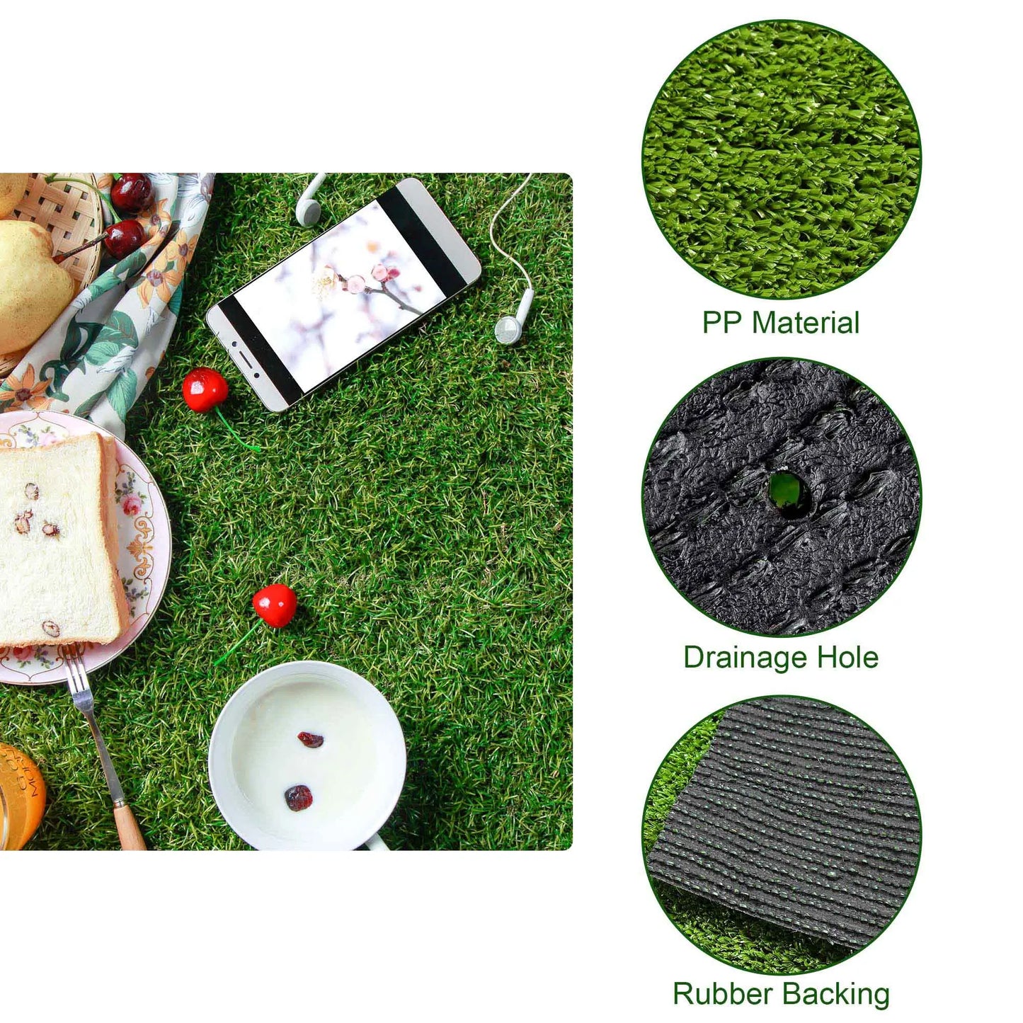 Realistic Synthetic Artificial Grass Mat 65x 3ft with 3/8" grass blades height Indoor Outdoor Garden Lawn Landscape Turf