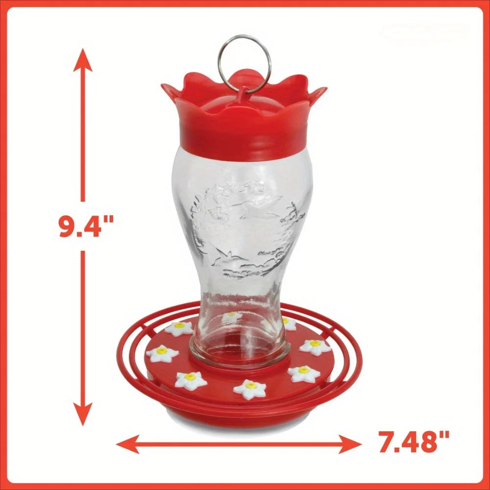 Red Glass Hummingbird Bird Feeder, 28 oz. Capacity, 2 Pack