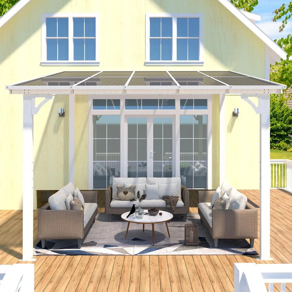 Pergolas and Gazebos on Clearance,Large Wall Mounted Pergola, Outdoor Patio Lean to Gazebo Metal Awnings for Decks,Patio, Porch
