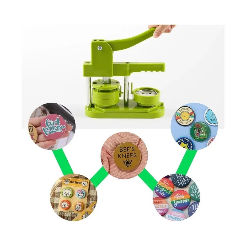58mm Button Maker Machine DIY Badges Set Button Punch Press Maker Machine with 110 Pcs Button Parts+Circle Cutter