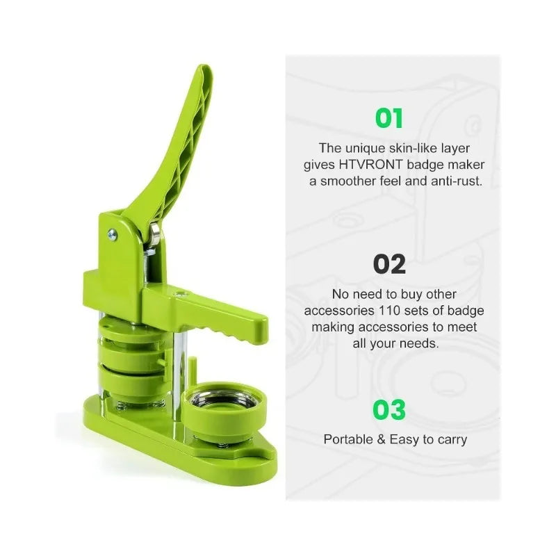 58mm Button Maker Machine DIY Badges Set Button Punch Press Maker Machine with 110 Pcs Button Parts+Circle Cutter