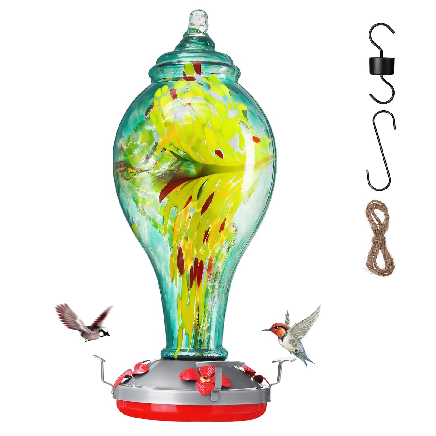 Hummingbird Water Feeder Bird Feeder Ant-Proof Hook Painted Glass Feeder