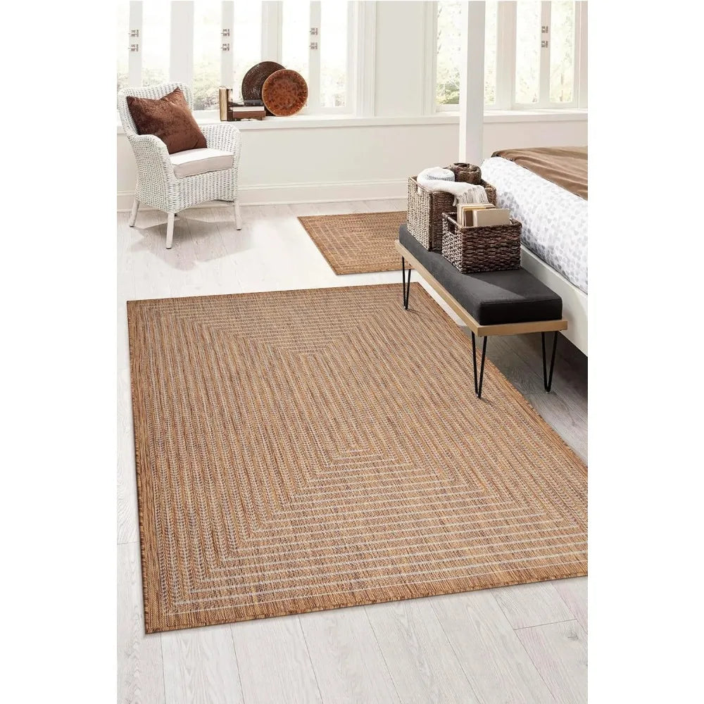 Outdoor Area Rug, Weather Resistant, Easy To Clean, Stain Resistant Floor Mat for Dining Room, Backyard, Deck, Outdoor Carpet