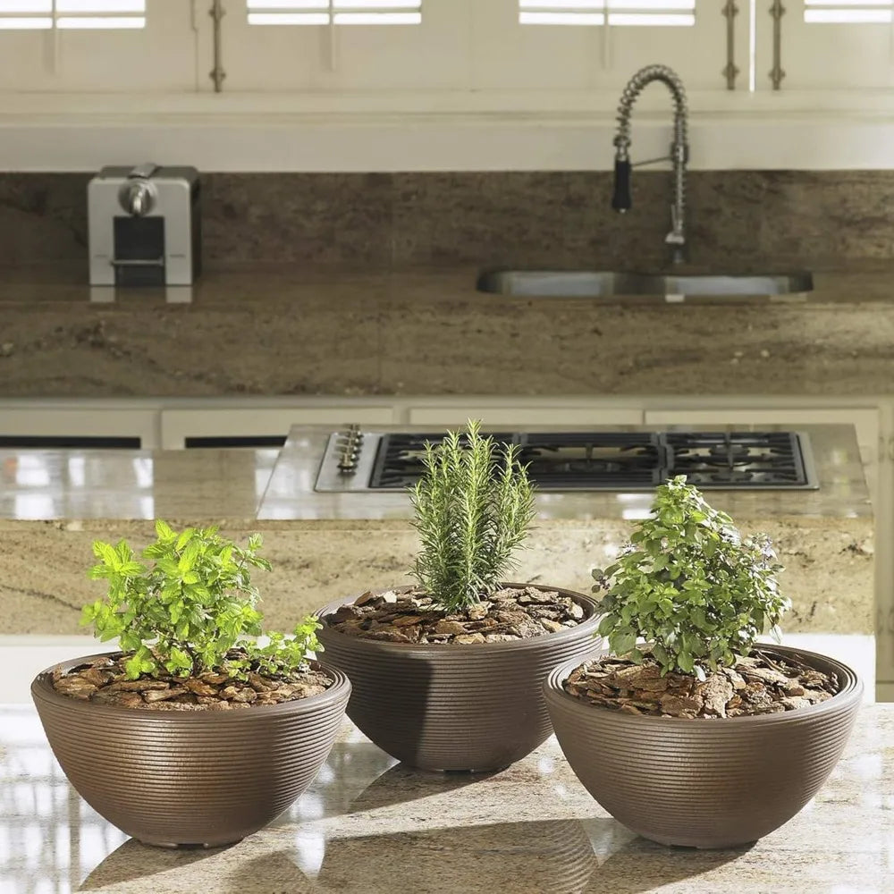 Crescent Garden Delano Planter, Double-Walled Plant Pot, 26-Inch (Old Bronze)