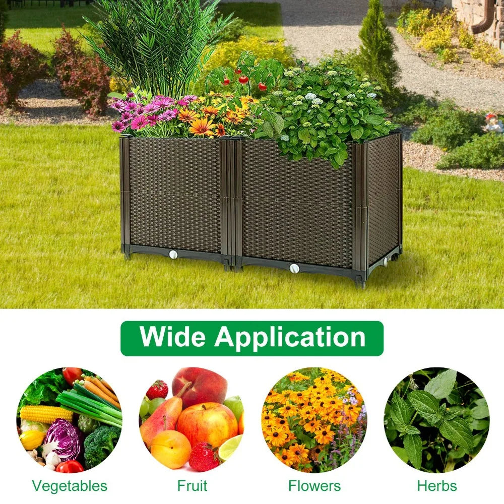 Raised Garden Bed Planter for Outdoor Plants Plastic Planters Box Elevated Garden Boxes Plant Pots