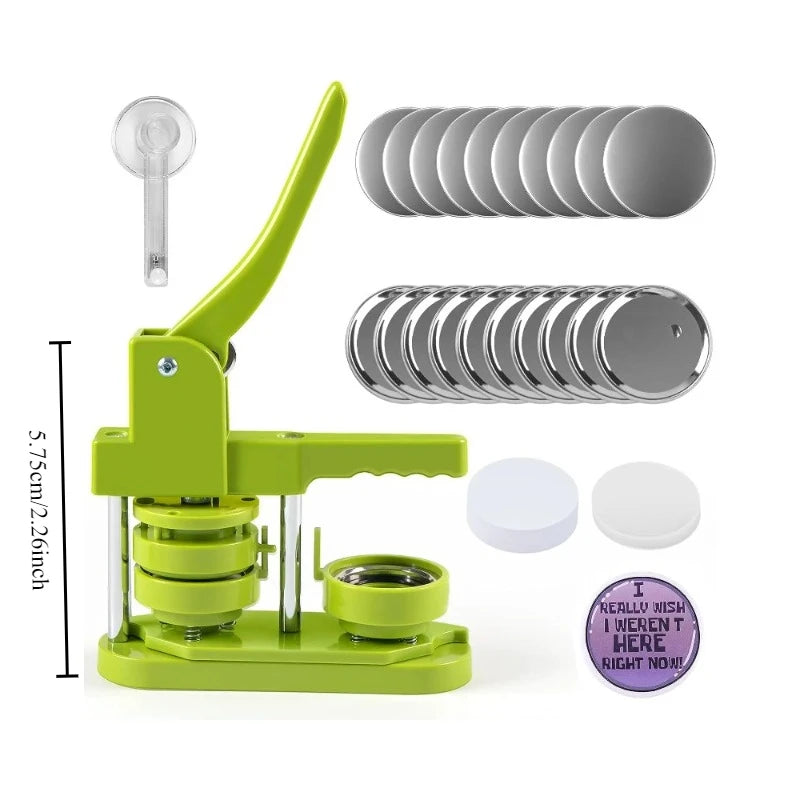 58mm Button Maker Machine DIY Badges Set Button Punch Press Maker Machine with 110 Pcs Button Parts+Circle Cutter