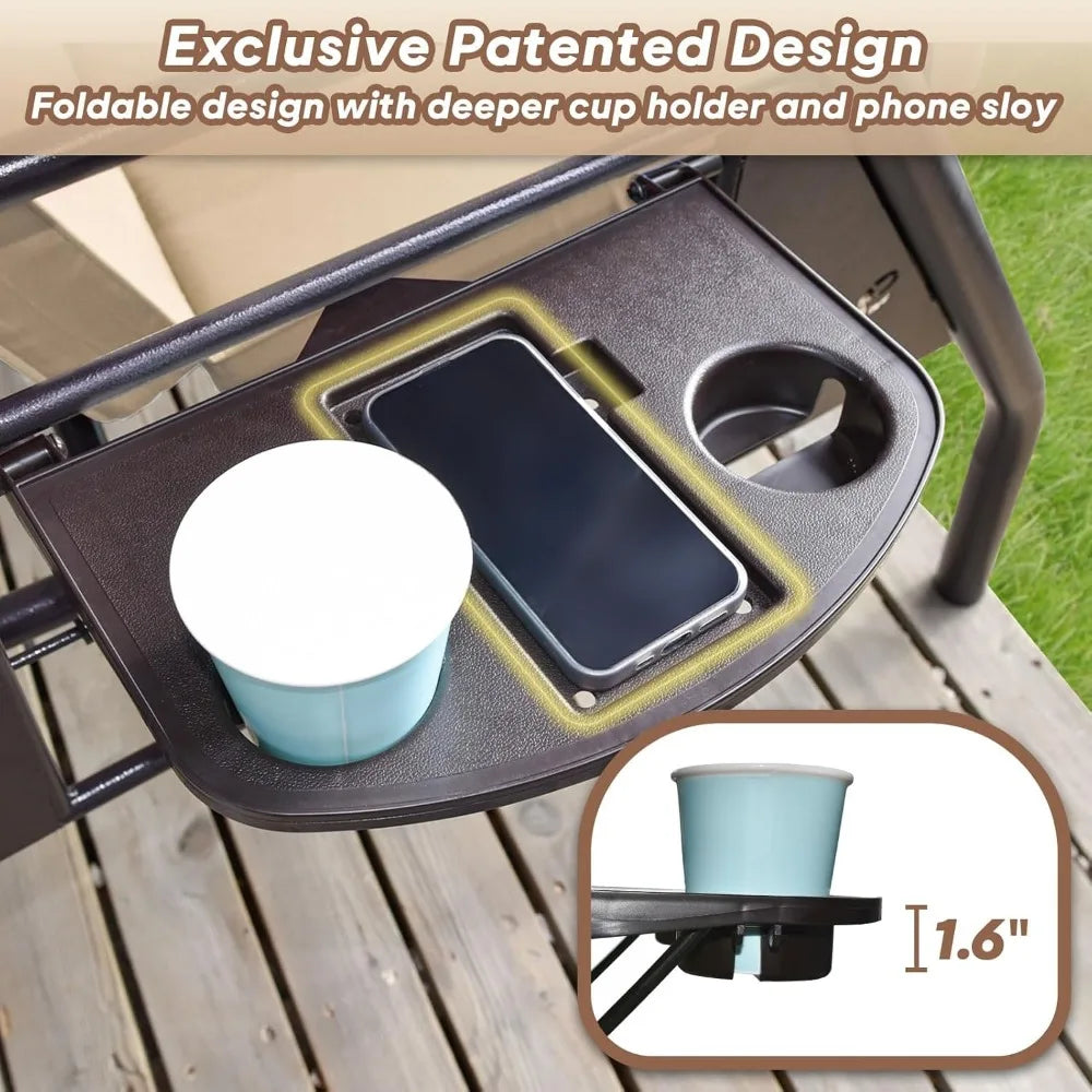 3 Seat Outdoor Porch Patio Swing 800lbs 2-in-1 Patio Swing Glider Chair with Adjustable Canopy & Removable Cushion Outdoor Adult