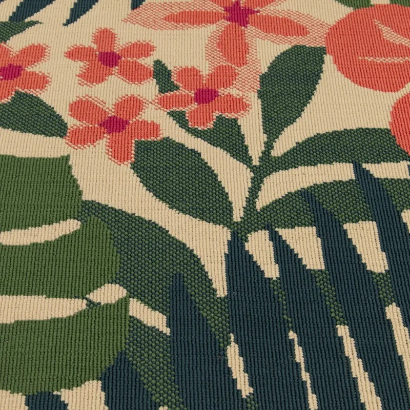 7'x10' Pink Palm Outdoor Rug