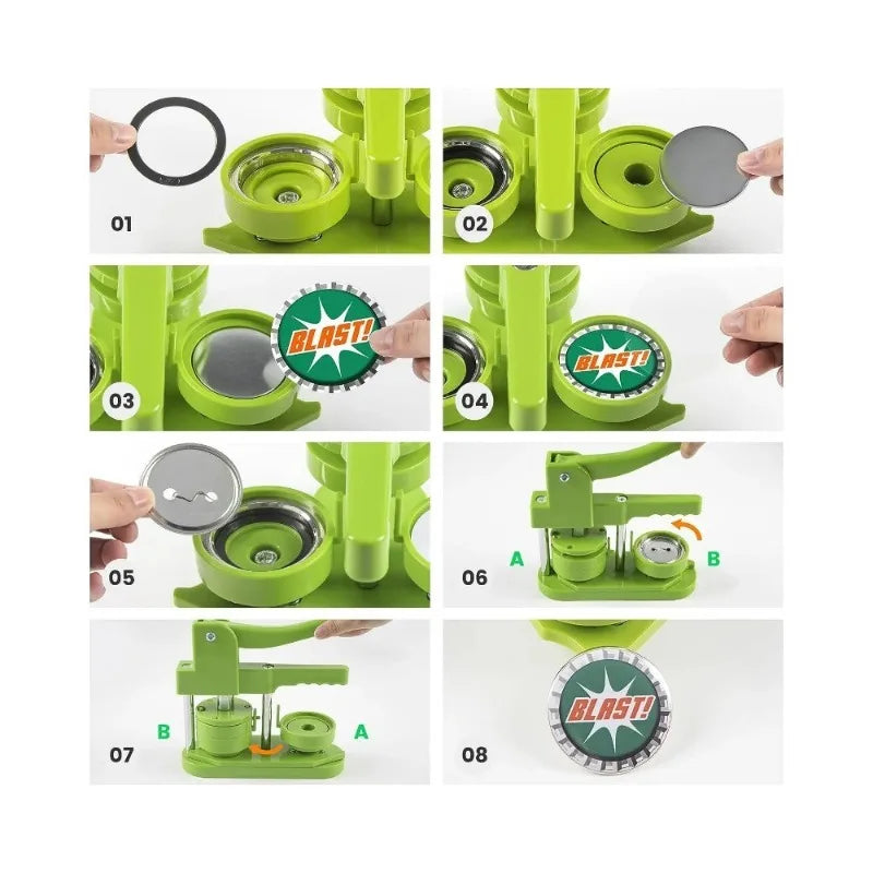 58mm Button Maker Machine DIY Badges Set Button Punch Press Maker Machine with 110 Pcs Button Parts+Circle Cutter