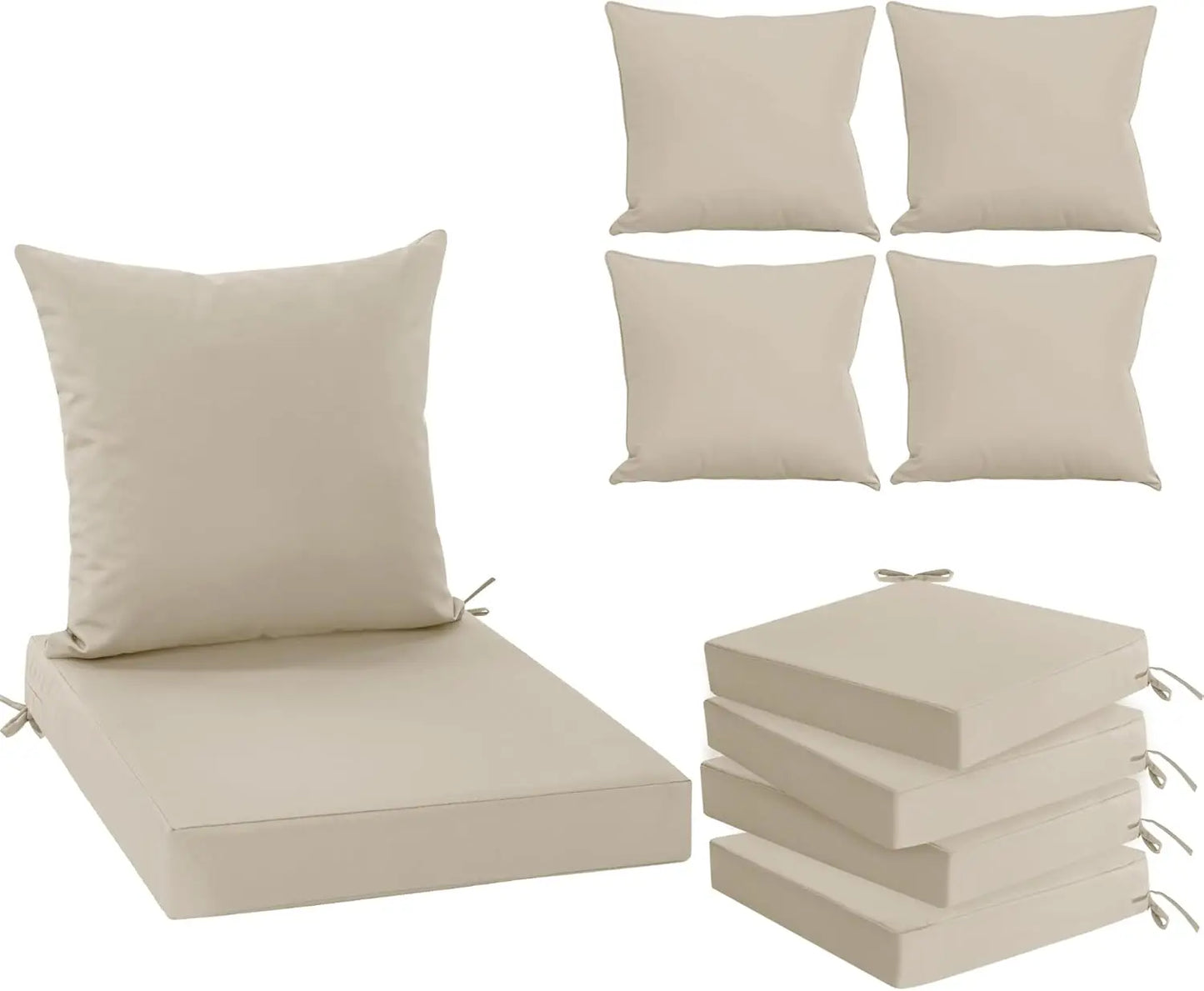 Outdoor Chair Cushions Set of 4, Waterproof Backrest and Deep Seat Cushion Set for Patio Furniture, Outdoor Sofa