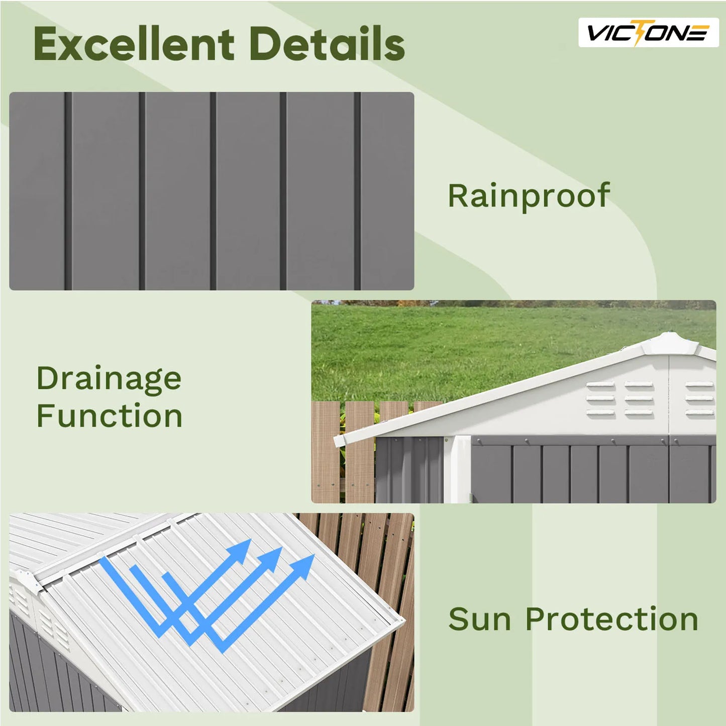 Victone 6' x 4' Metal Outdoor Storage Shed, Steel Utility Tool Shed Storage House with Door & Lock for Backyard Garden, Grey
