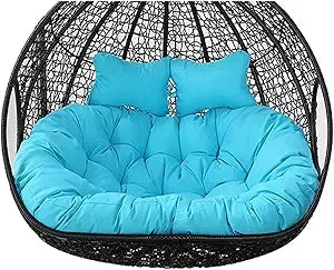 2 Persons Hammock Swing Chair Cushion, Double Egg Chair Pads Luxury Outdoor Patio Wicker Loveseat Hanging Swing Egg Chairs for