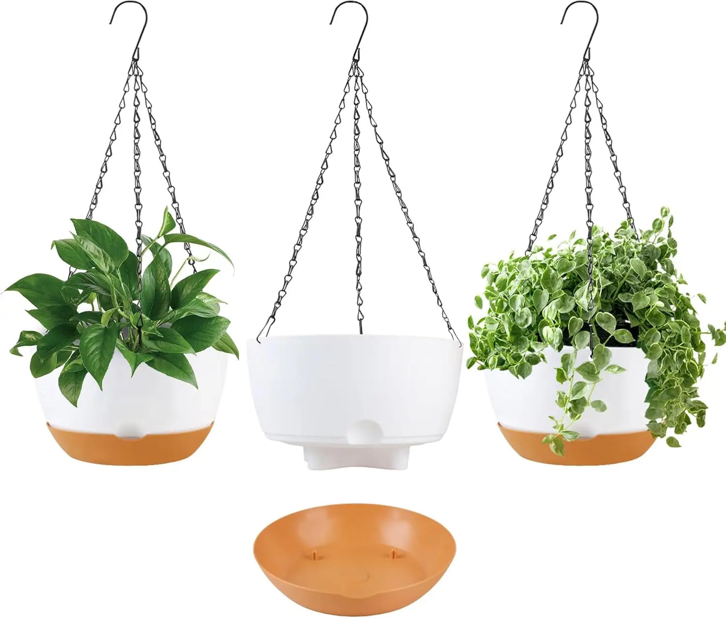3-Pack 10-Inch Self-Watering Hanging Planters – Indoor/Outdoor Use