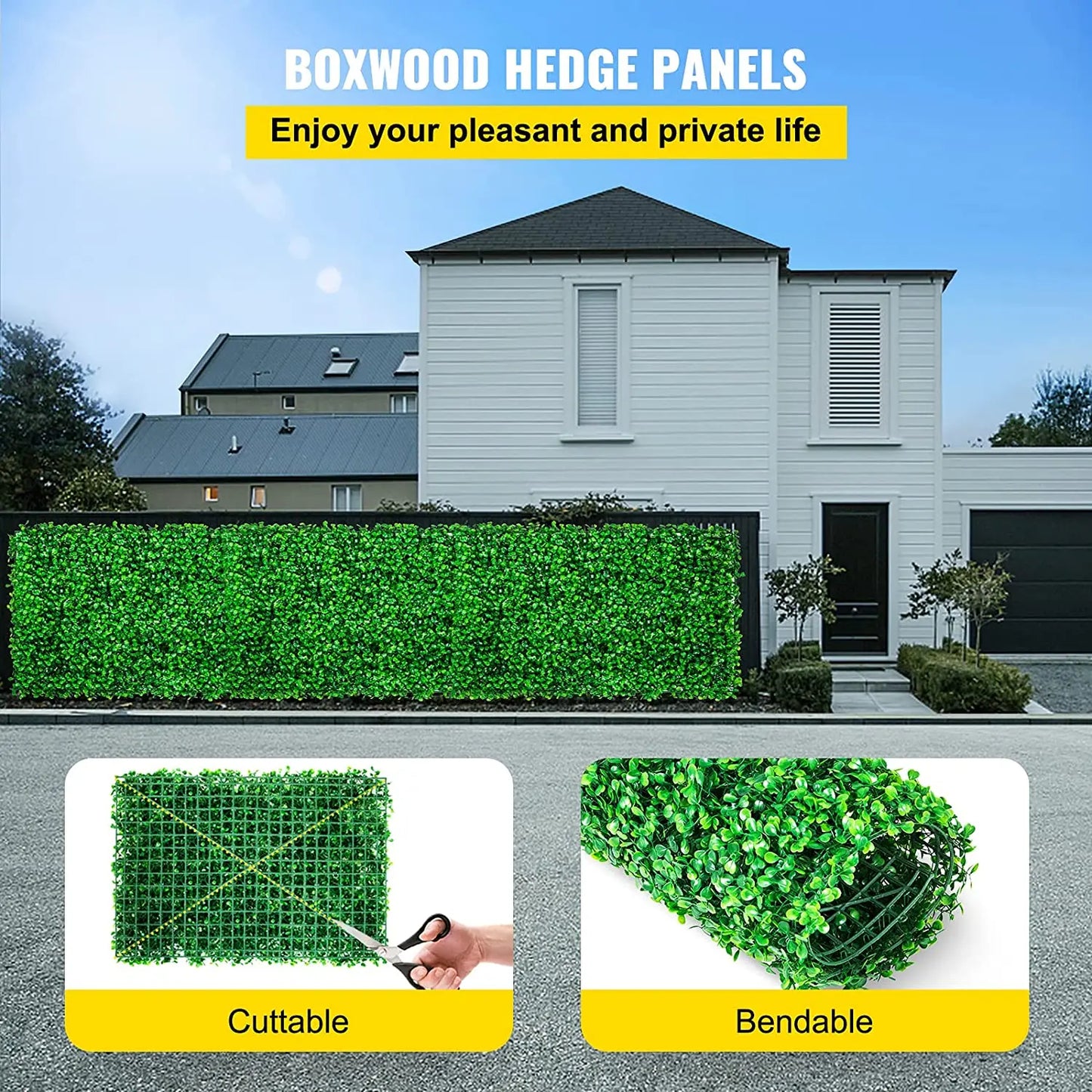 SucceBuy Artificial Plant Wall Decoration Boxwood Hedge Wall Panel Decor Fake Plants Grass Backdrop Wall Privacy Hedge Screen