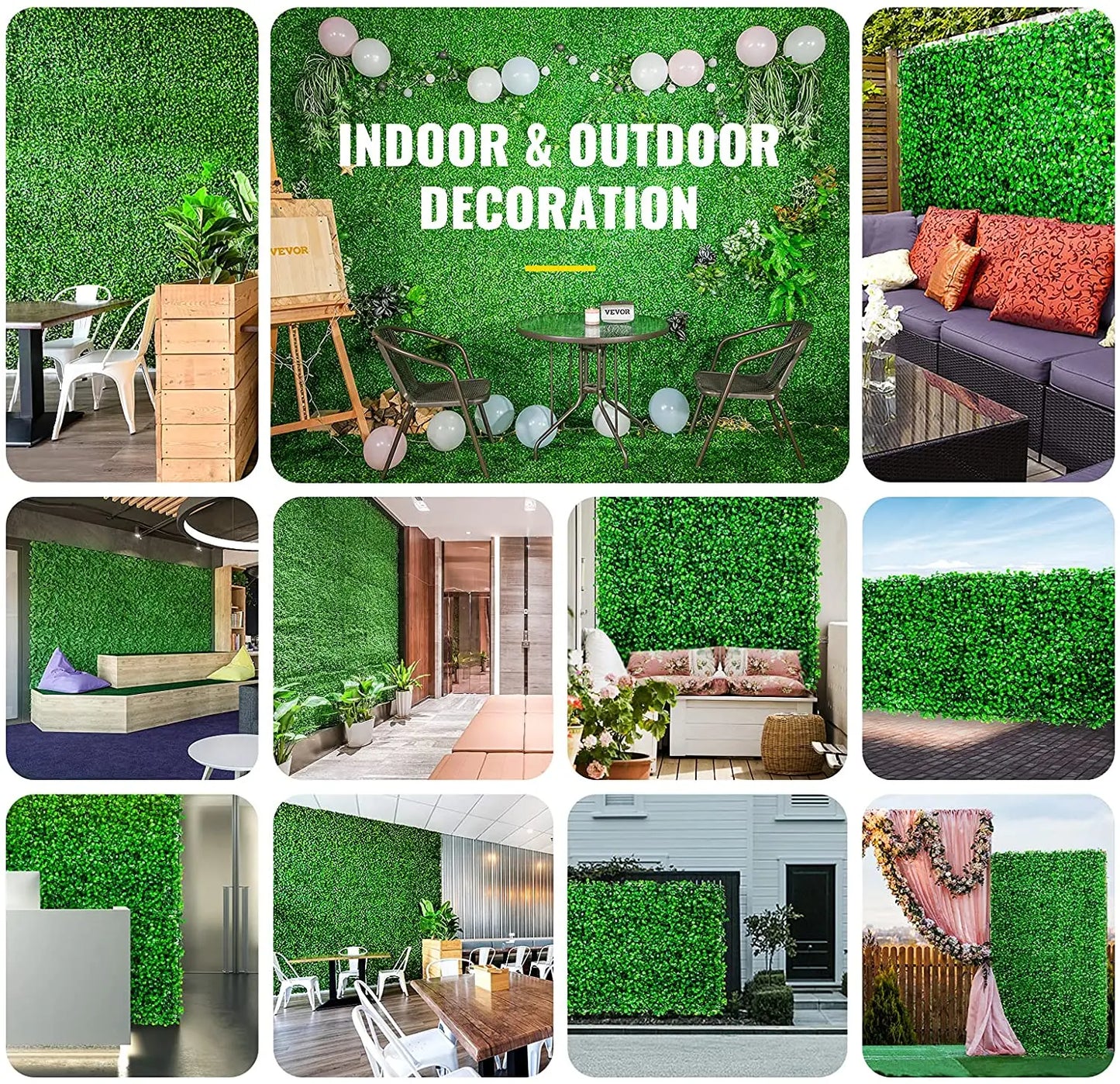 SucceBuy Artificial Plant Wall Decoration Boxwood Hedge Wall Panel Decor Fake Plants Grass Backdrop Wall Privacy Hedge Screen