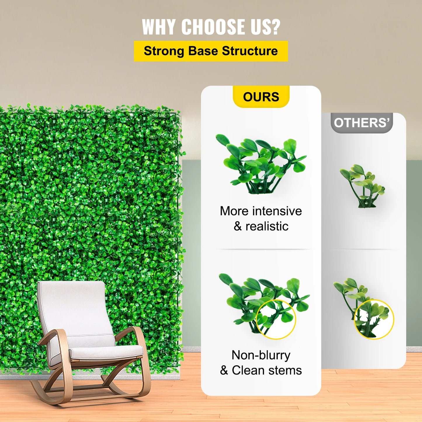 SucceBuy Artificial Plant Wall Decoration Boxwood Hedge Wall Panel Decor Fake Plants Grass Backdrop Wall Privacy Hedge Screen