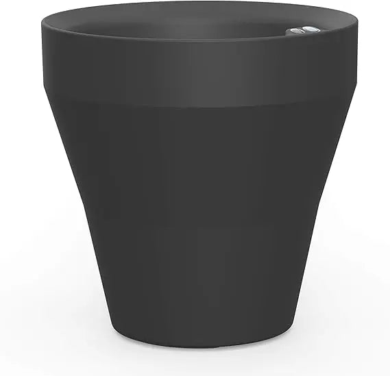 Crescent Garden Rim TruDrop Planter, Self-Watering Plant Pot, 18-Inch (Caviar Black)