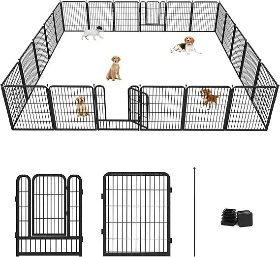 Dog Playpen Outdoor, 22 Panels Heavy Duty 32" H x 28" W Anti-Rust Dog Fence, Foldable Dog Fence Outdoor for Yard with 2 Gates fo