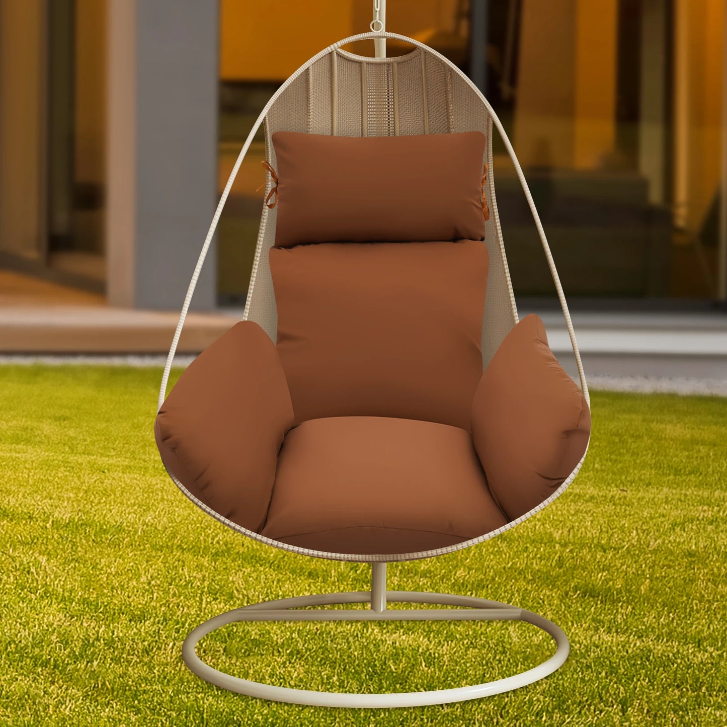 Thicken Hanging Egg Chair Cushion Detachable Hanging Basket Chair Cushion Egg Chair Cushion with Headrest for Patio Garden