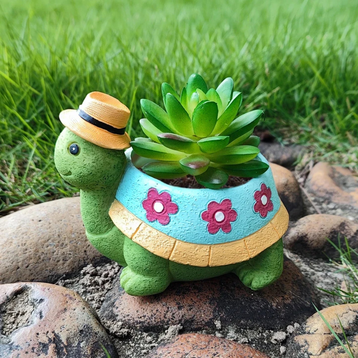1pc Adorable Garden Turtle Succulent Pot - Planters Resin Statue Plant Flower Pot Yard Garden Patio Vase Outdoor -Indoor/Out