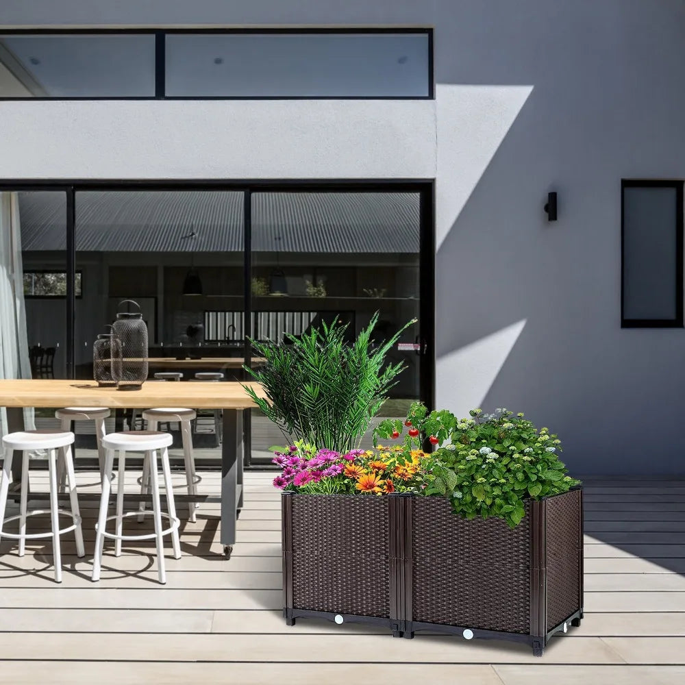 Raised Garden Bed Planter for Outdoor Plants Plastic Planters Box Elevated Garden Boxes Plant Pots
