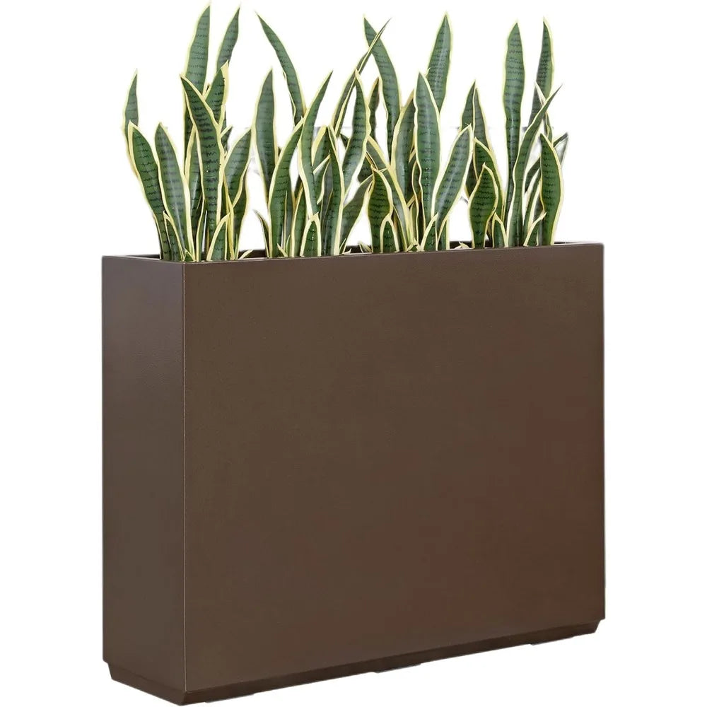 Metallic Heavy Planter for Outdoor Plants, 38Lx10Wx30H Inches Tall and Long Metal Divider Planter Box, Outdoor Planter