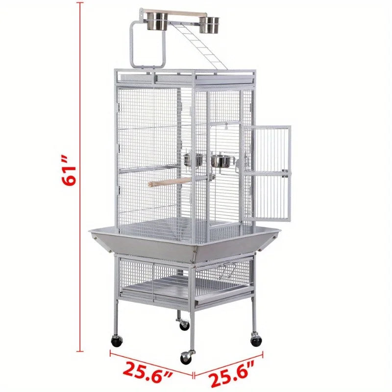 61 "Big bird cage game top parrot cage cockatoo rolling station white