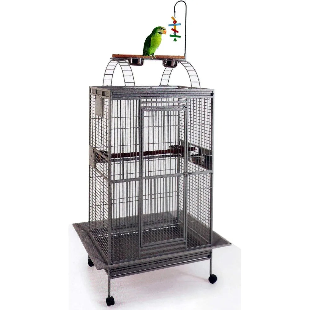 Large Elegant Wrought Iron Play Top Bird Parrot Cage for Small Quaker Amazon Parrot Cockatiel Sun Green Cheek Conure Dove Cockat