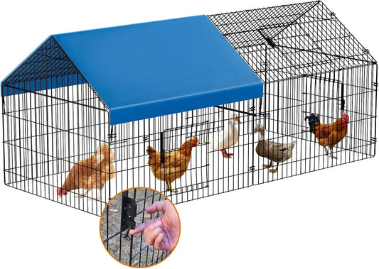 Metal Chicken Coop 86"×40"×39" Chicken Runs for Yard with Cover Playpen Enclosure Pen Kennel Duck CoopCage