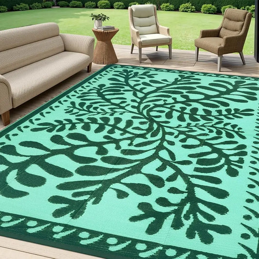 8X10 Outdoor Rug For Patios , Waterproof Camping Rug For Outside Rv, Reversible Plastic Straw Outside Rugs, Large Outdoor Area
