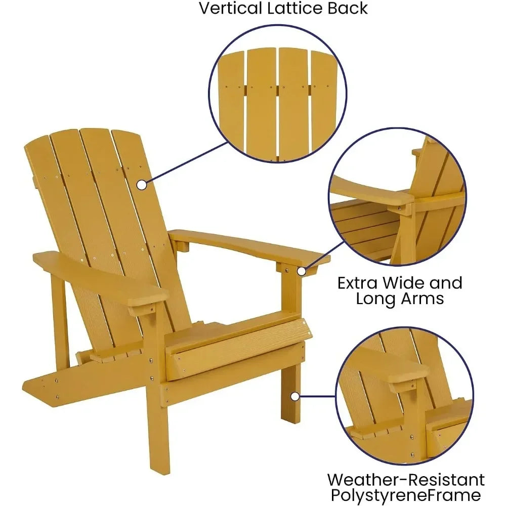 Commercial Grade Indoor/Outdoor Adirondack Chair, Weather Resistant Durable Poly Resin Deck and Patio Seating