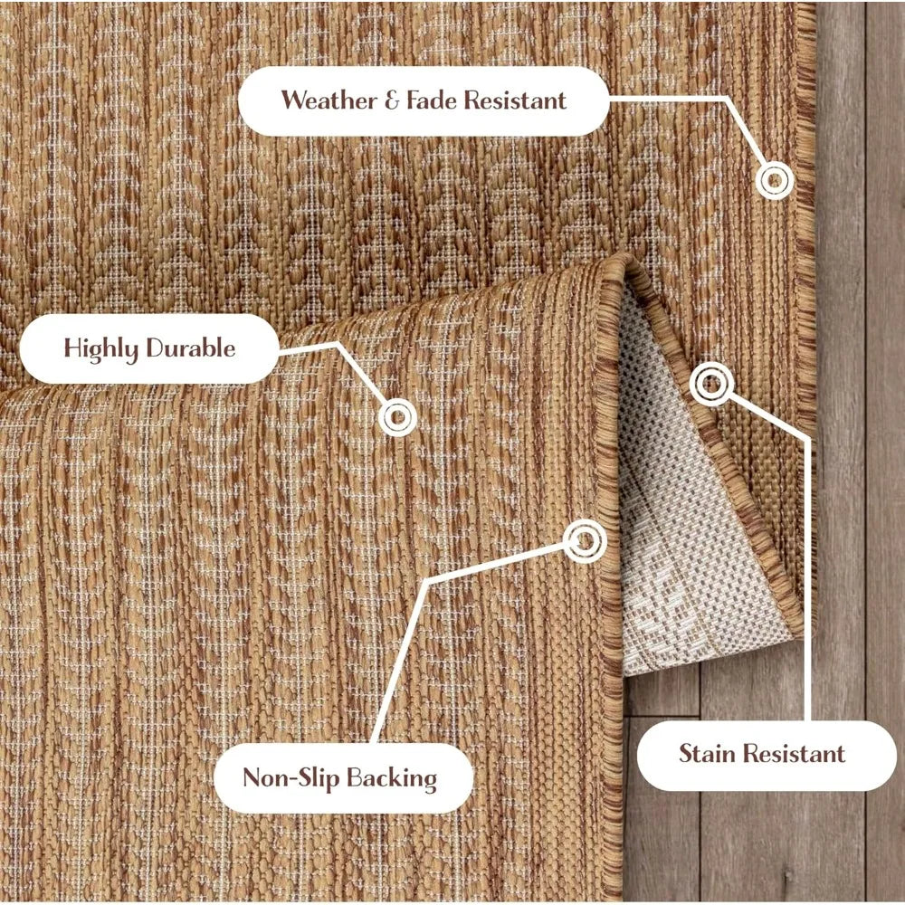 Outdoor Area Rug, Weather Resistant, Easy To Clean, Stain Resistant Floor Mat for Dining Room, Backyard, Deck, Outdoor Carpet