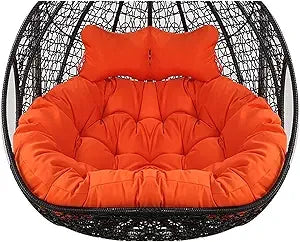 2 Persons Hammock Swing Chair Cushion, Double Egg Chair Pads Luxury Outdoor Patio Wicker Loveseat Hanging Swing Egg Chairs for