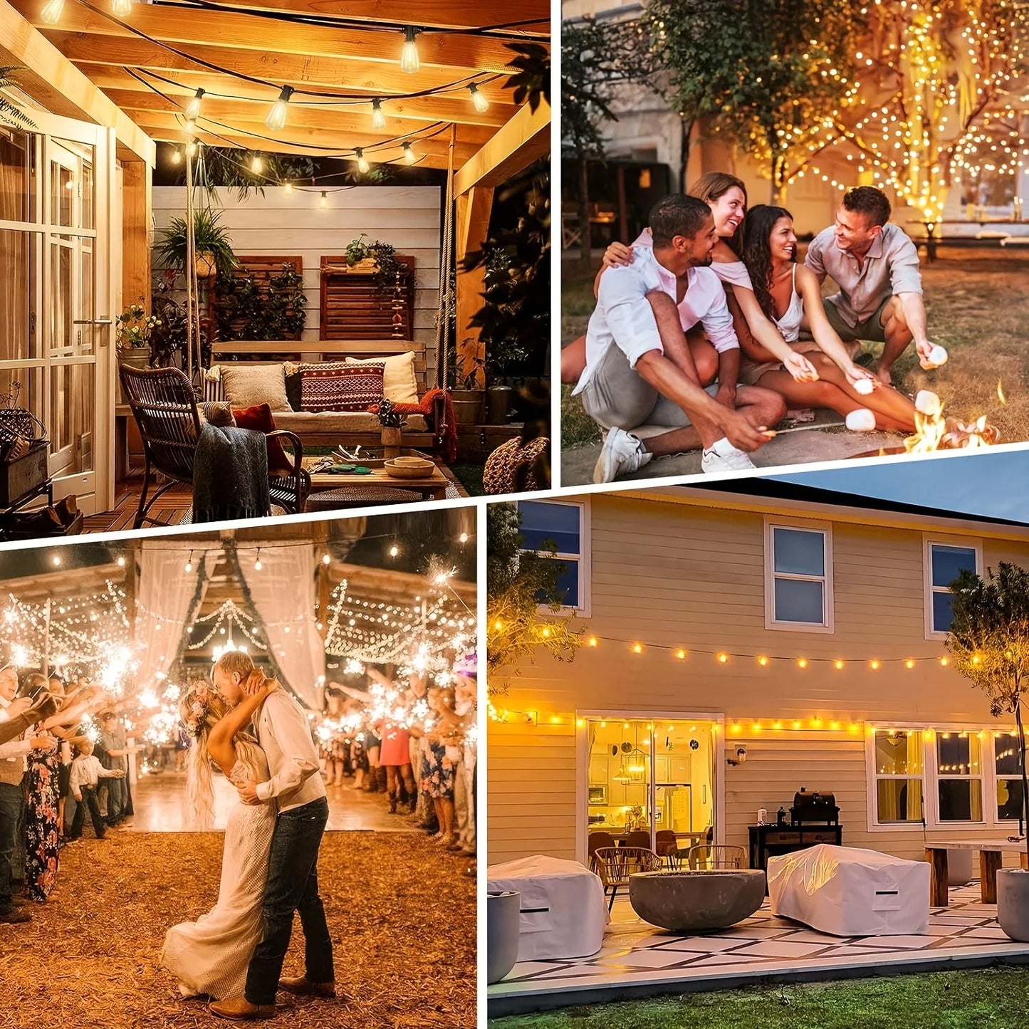 28ft Outdoor String Light 1/2/3/4PCS ST38 Bulb LED Garland Fairy Lamp US Plug Patio Light for Garden Wedding Party Balcony Decor