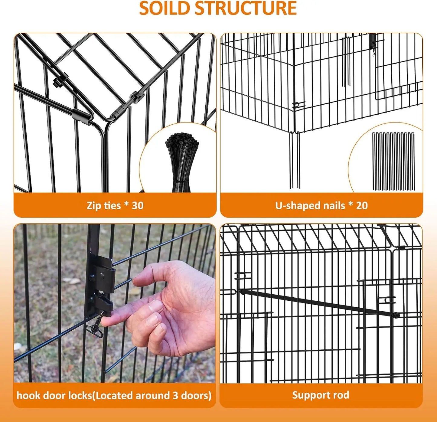 Metal Chicken Coop 86"×40"×39" Chicken Runs for Yard with Cover Playpen Enclosure Pen Kennel Duck CoopCage