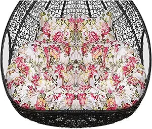 2 Persons Hammock Swing Chair Cushion, Double Egg Chair Pads Luxury Outdoor Patio Wicker Loveseat Hanging Swing Egg Chairs for