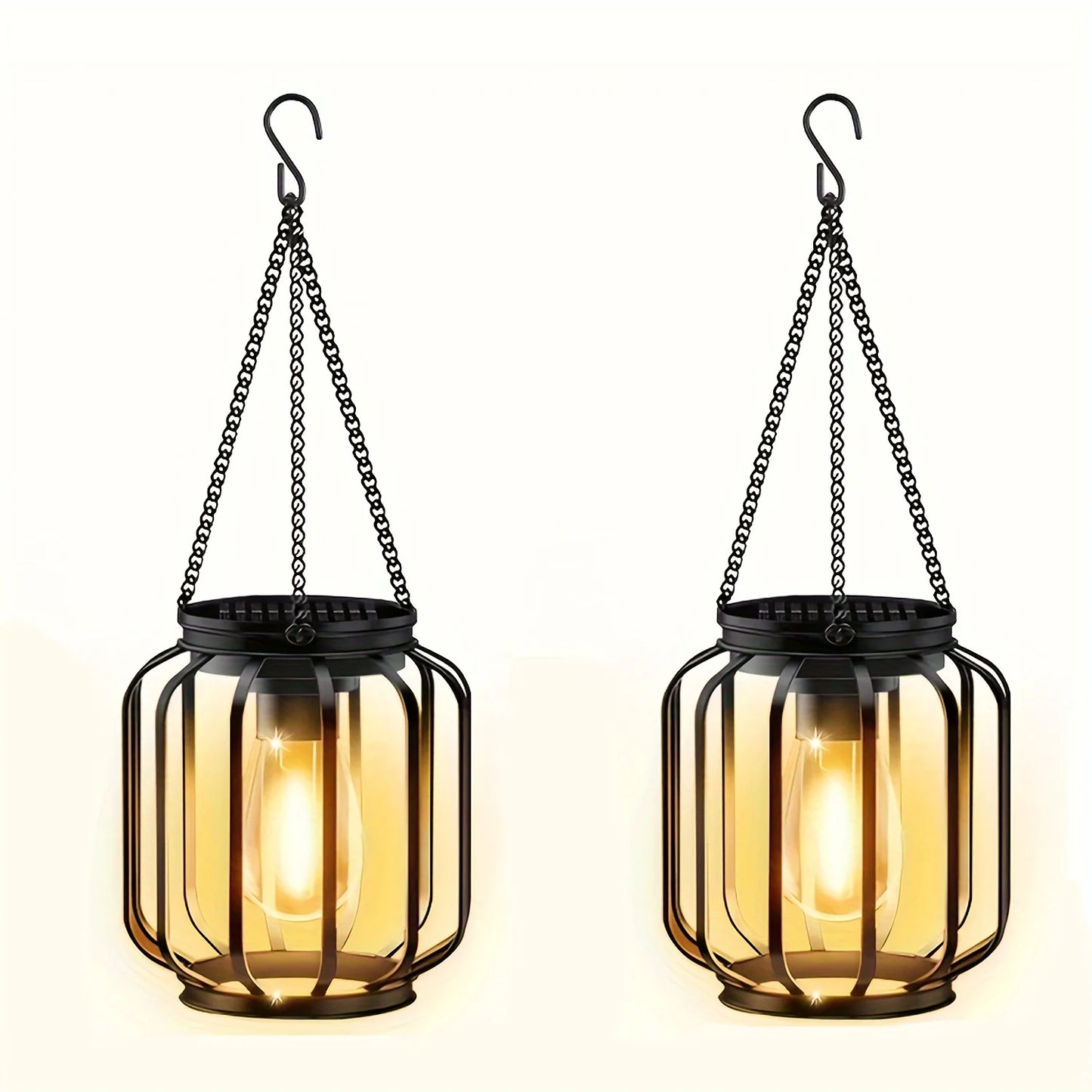 2/4 Pack Brighter Cylindrical Hanging Solar Lights Outdoor, Auto On/Off Outdoor Solar Lights for Yard Garden Patio Pathway Decor