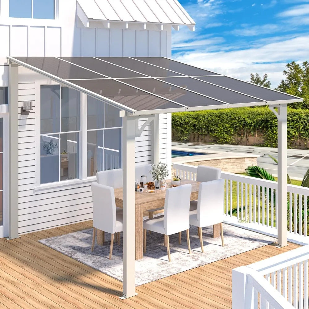 Pergolas and Gazebos on Clearance,Large Wall Mounted Pergola, Outdoor Patio Lean to Gazebo Metal Awnings for Decks,Patio, Porch
