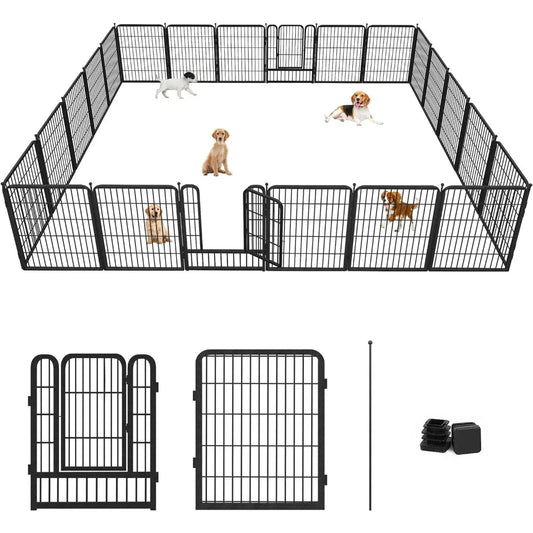 Dog Playpen Outdoor, 22 Panels Heavy Duty 32" H x 28" W Anti-Rust Dog Fence, Foldable Dog Fence Outdoor for Yard with 2 Gates fo